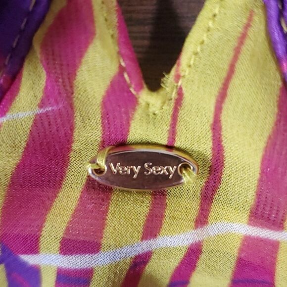 Victorias Secret Very Sexy Silk Babydoll Slip 34C Designer Purple Chartreuse‎ - Picture 4 of 12